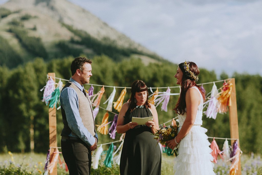 Wedding Ceremony at Painter Boy site  in Crested Butte