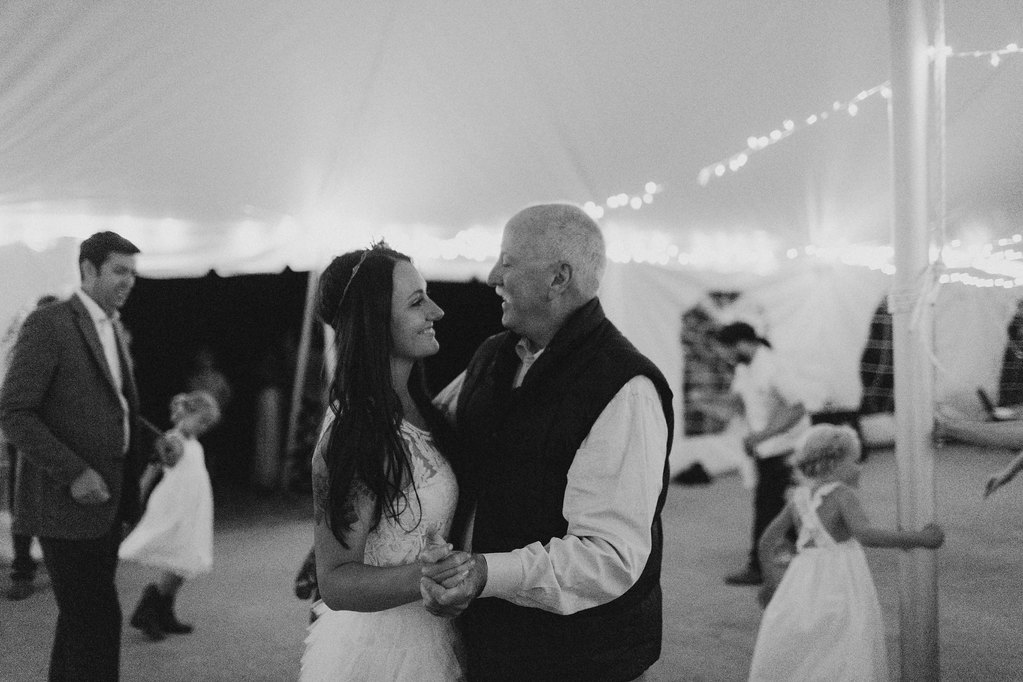 Bride dancing with father at reception