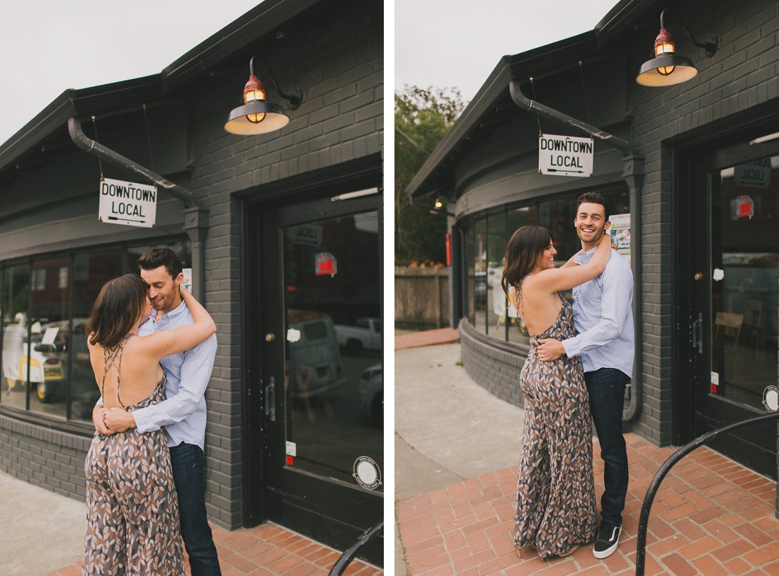 Pescadero engagement photos at Downtown Local